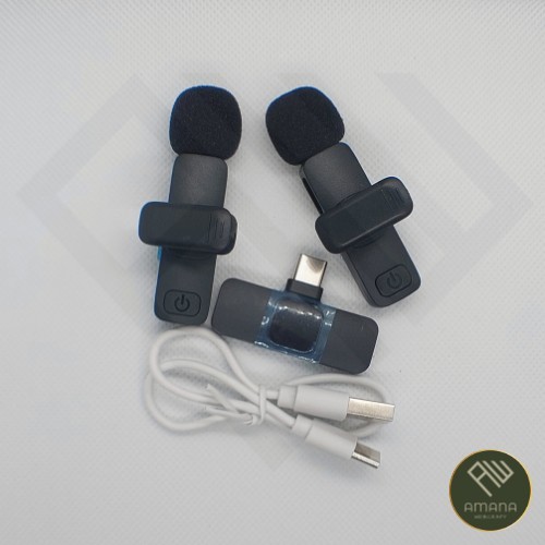 Micro Cravate Lavalier Sans Fil USB-C Kit Double Micro + Récepteur Android Apple - Afbeelding 7 van 12