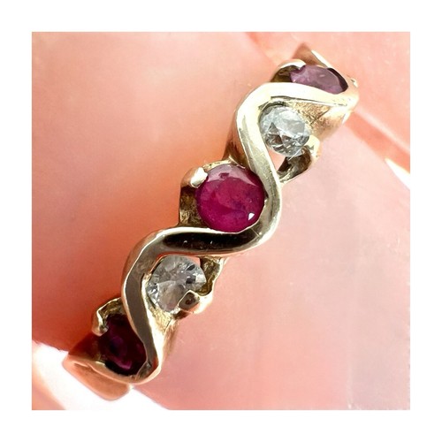 9ct Yellow Gold Ruby Diamond Ring Hallmarked Vintage 9k 375 Size O - Picture 2 of 24