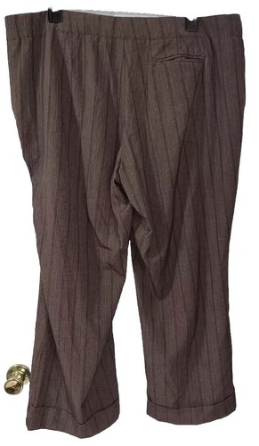 Avenue Stretch Women’s Cuffed Brown Pinstriped Dress Pants Size 22 Petite - Picture 8 of 12