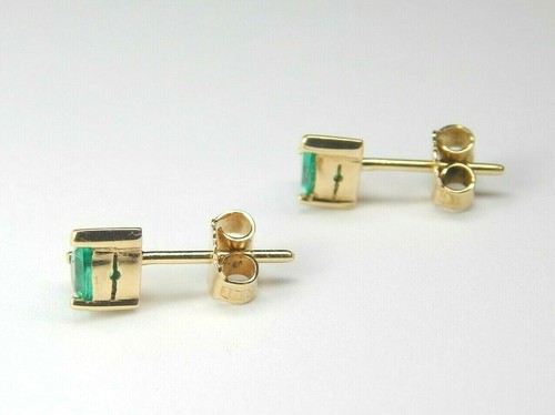Colombian Emerald Pear Shape Stud Earrings 0.68 Cts 18K Yellow Gold Fine Jewelry - Picture 11 of 12