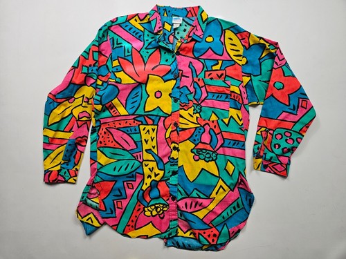 Rare Vintage Wrangler Hawaiihemd Blumen Aquarell Print Herren Gr. M