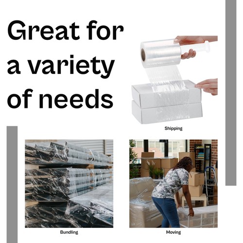 18 Rolls 3" x 650 Ft. x 100 Ga Clear Hand Wrap Stretch Film with Plastic Handle - Picture 8 of 8