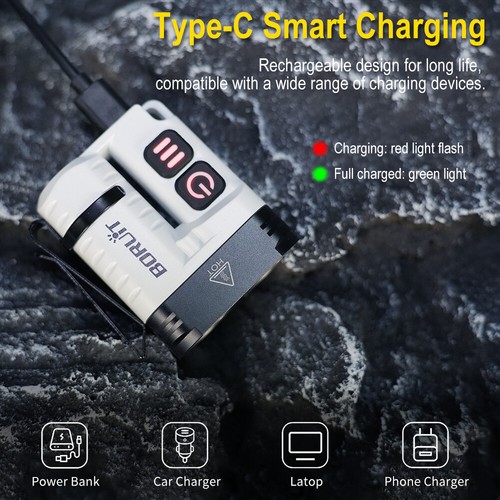 BORUiT U6 LED Keychain EDC Flashlight USB Rechargeable Magnetic Torch Work Lamp - Picture 12 of 17