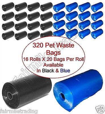 320 bolsas de residuos Pet Perro Gato Poo Caca Pooper Scooper inodoro en un rollo de recarga
