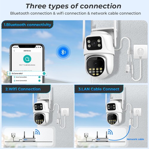 ICSee Dual Lens WiFi IP Camera Wireless Outdoor CCTV PTZ Home Security IR Cam - Picture 13 of 15