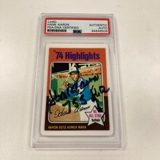 1975 Topps Hank Aaron 755 Home Runs Signed Porcelain Baseball Card PSA DNA