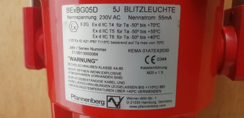 Pfannenberg BExBG05D Xenon Red Light Explosion Proof Beacon 240V Factory Boat - Picture 2 of 12