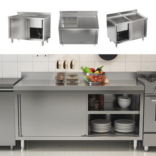 Commercial Sink Stainless Steel Catering Kitchen Prep Table Work Home Restaurant - Picture 5 of 76