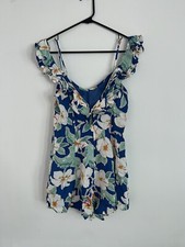 Forever 21 Blue Floral Romper Jumpsuit Women  s Size Small NEW