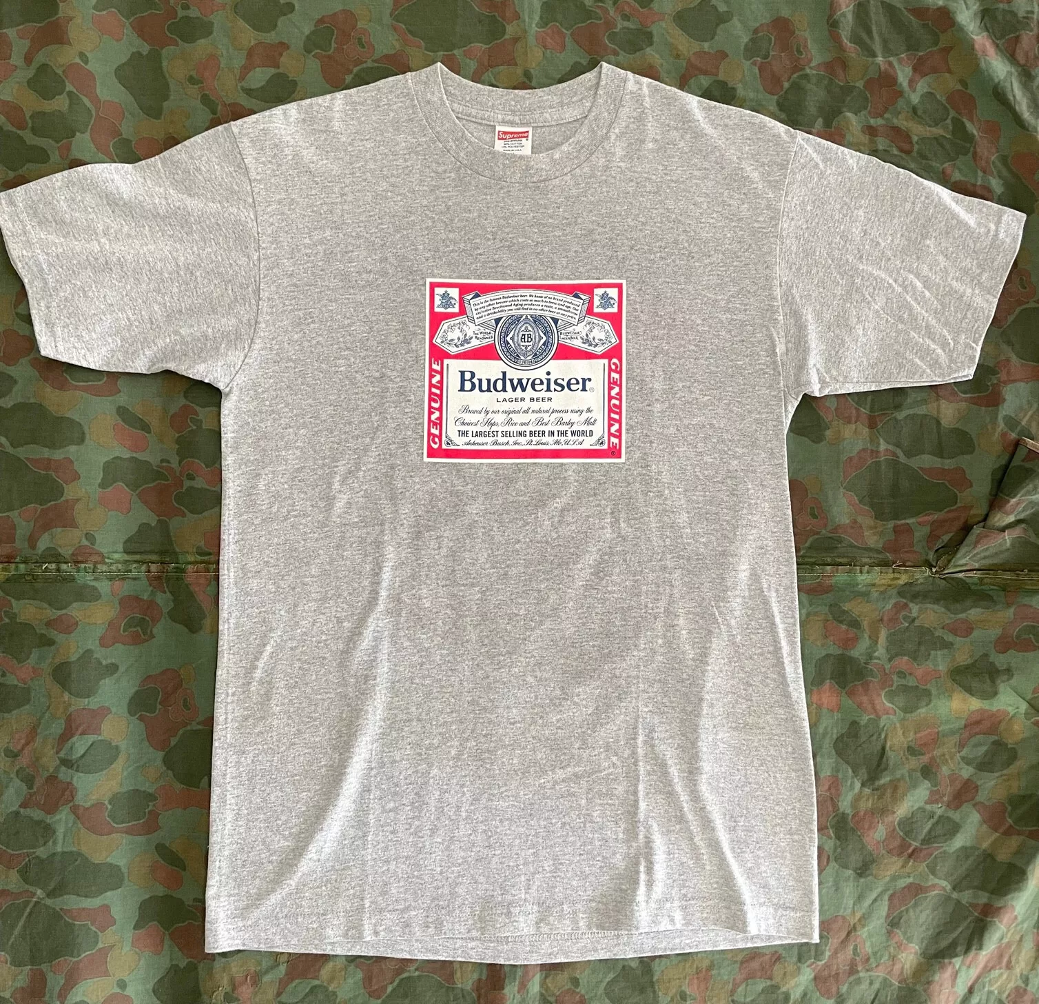 T shirt Supreme x Budweiser SS09 gris taille M boîte logo rare