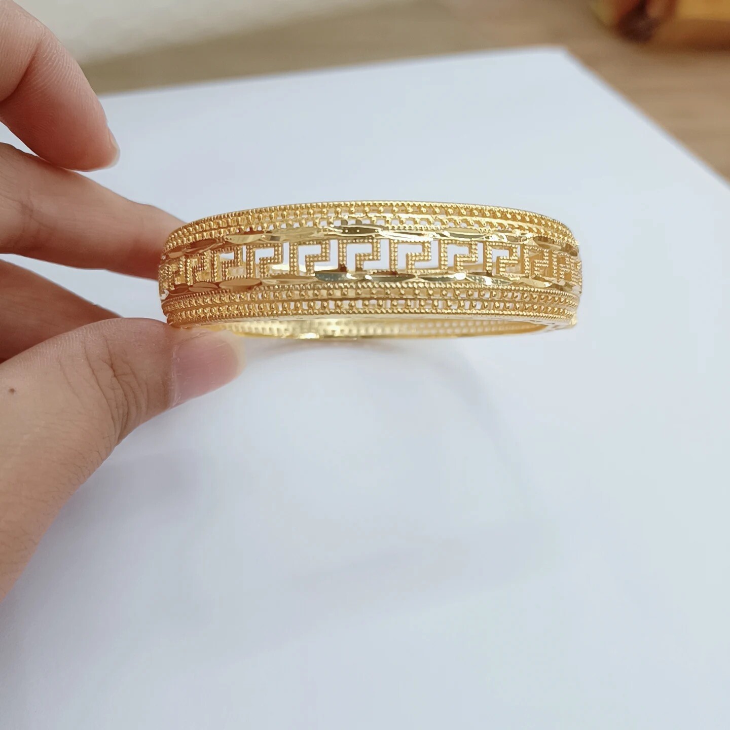 Mäander Gold Armband Vergoldet Frauenschmuck Hochzeit Antik Stil Neu