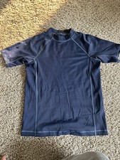 Lands End Kids Size Medium 8-10 Navy Rash Guard Short Sleeve