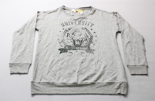 Sunset West Girl's Graphic French Terry Pullover Sweatshirt BL1 Light Grey Large - Picture 1 of 3