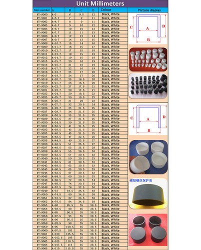 Tapas redondas de goma de silicona blancas/negras de 3 mm ~ 60,5 mm tapa antipolvo tubo tubo - Imagen 2 de 20