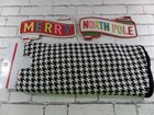 New Holiday Black White Houndstooth Christmas Tree Skirt 48" & Decorative Signs