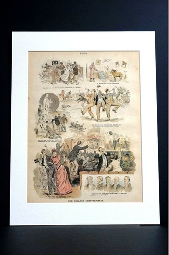 College Boys 1891 OUR COLLEGE CHESTERFIELDS HAZING PRANKS FRATERNITIES Puck Art - Picture 10 of 12