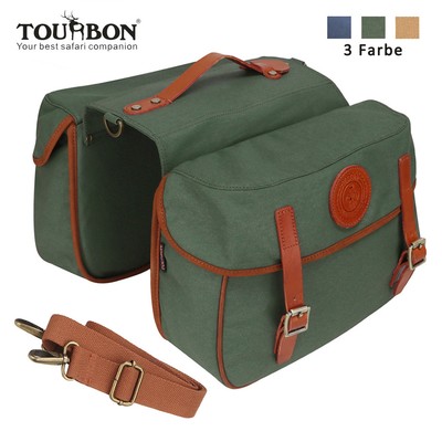 Tourbon Vintage Fahrradrucksack aus Canvas Fahrrad Gepäckträgertasche Hinten