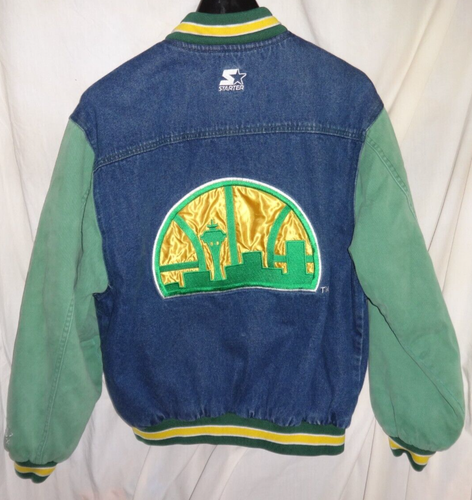Starter Seattle SuperSonics Denim Jean NBA Basketball Jacket sz Small Sonics - Picture 2 of 5