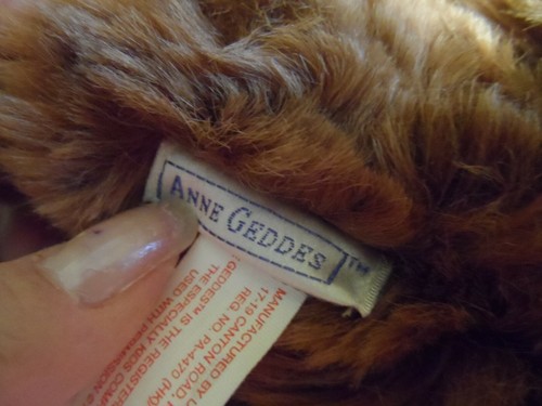 ANNE GEDDES Brown TAGGED STUFFED BEAN BAG STYLE TEDDY BEAR with PLASTIC FACE - Picture 7 of 12