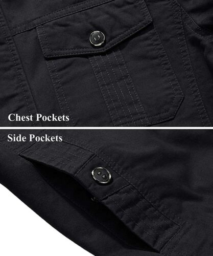 Mens Military Tactical Jacket Casual Cotton Bomber Coat Army Combat Cargo Jacket - Picture 13 of 41
