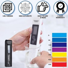 3-in-1 TDS Meter Digital Water Tester 0-9999ppm Hydroponics Accurate PPM Meter