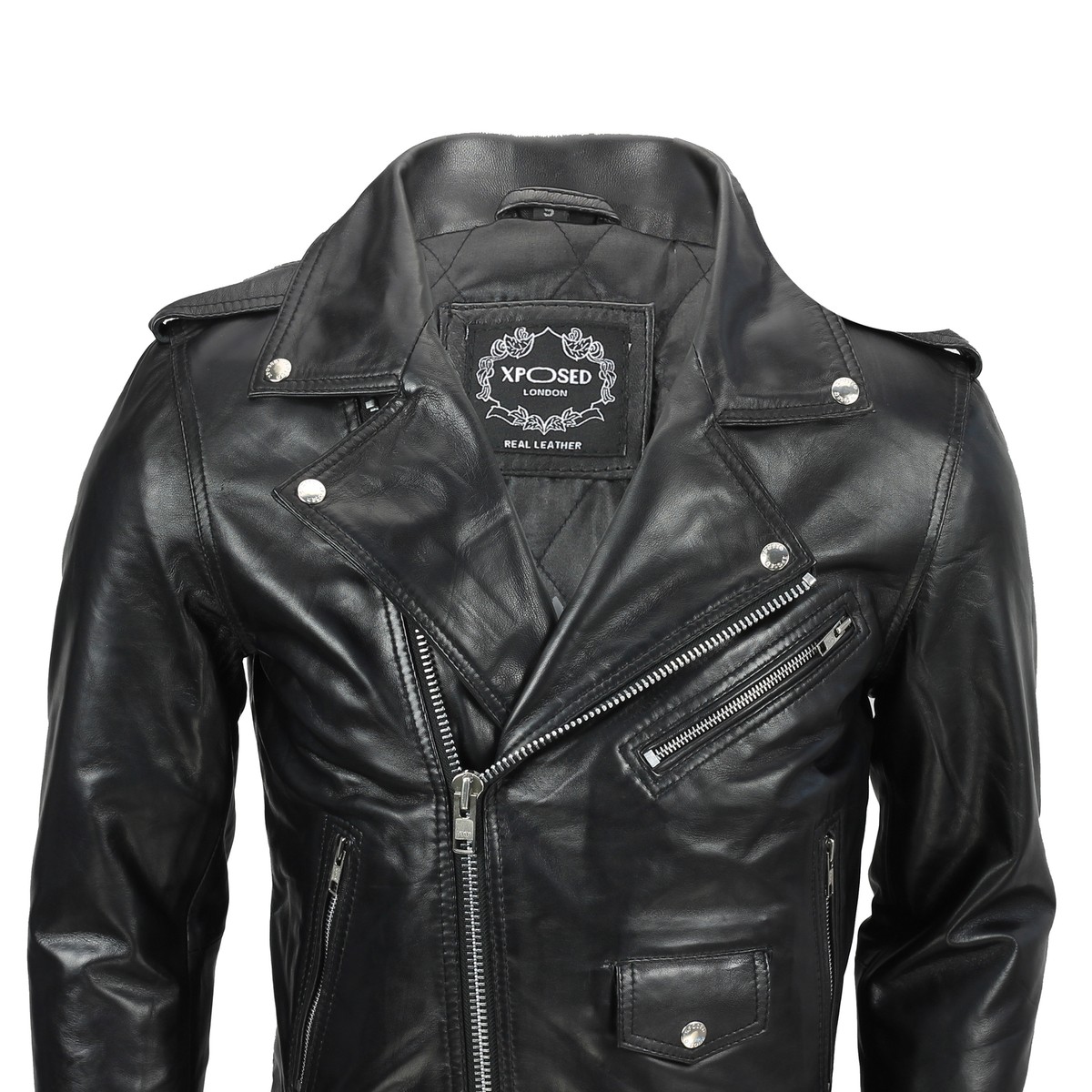 Mens Waxed Soft Real Leather Black Biker Jacket Vintage Classic