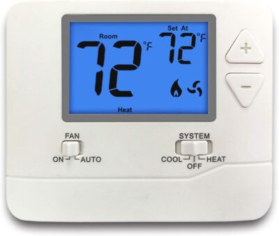 ELECTECK Non-Programmable Digital Thermostat for Off-white ( Blue Backlight ) 
