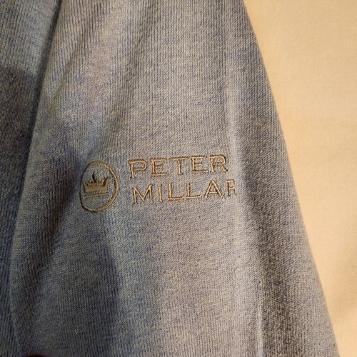 Peter Millar Sweater Mens Large Blue Silk Cashmere Blend Quarter Zip Pullover - Picture 3 of 9