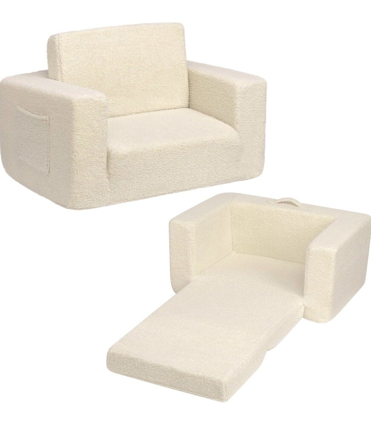 BEJOY Kinder Schlafsofa 2-in-1 Klappbar Kuschelig Sherpa Kleinkind Couch Umbau Sofa