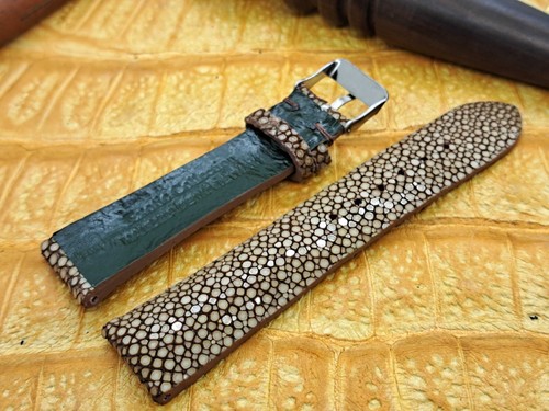 22 mm/18 mm poliertes Rochenleder Uhrenarmband maßgeschneidert Vintage exotisches Leder - Bild 3 von 10