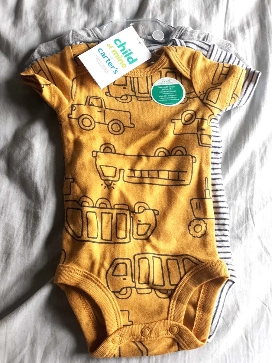 Child of Mine By Carters Newborn Body Suit Romper Set 3 ct. Tractors Trucks