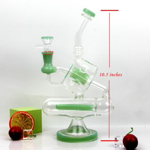 PERCOLATORE NARGHILÈ Vetro Verde Becher Bong PERCOLATORE Tubo Acqua Fumo Hookah - Foto 2 di 12