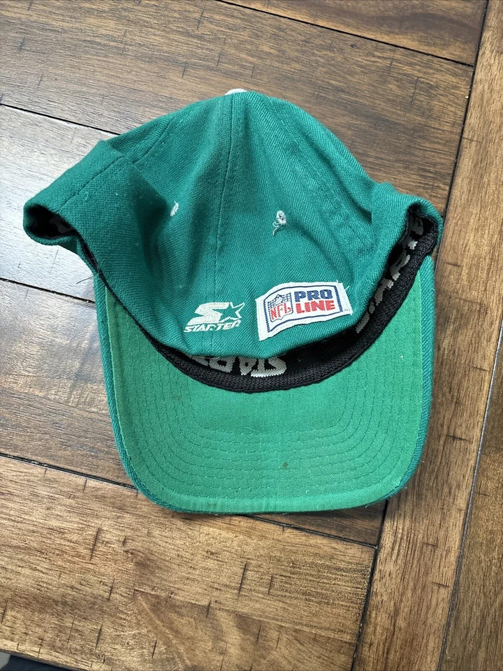 Vintage Philadelphia Eagles Fitted Hat Starter Brand Green Wool Cap Size 7 1/8 - Image 2 of 4