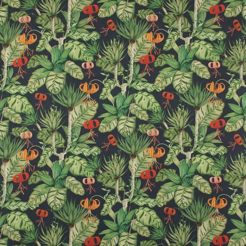 Outdoorstoff Dralon Teflonbeschichtung Blätter dunkelblau grün rot 1,40m Breite - Bild 2 von 6