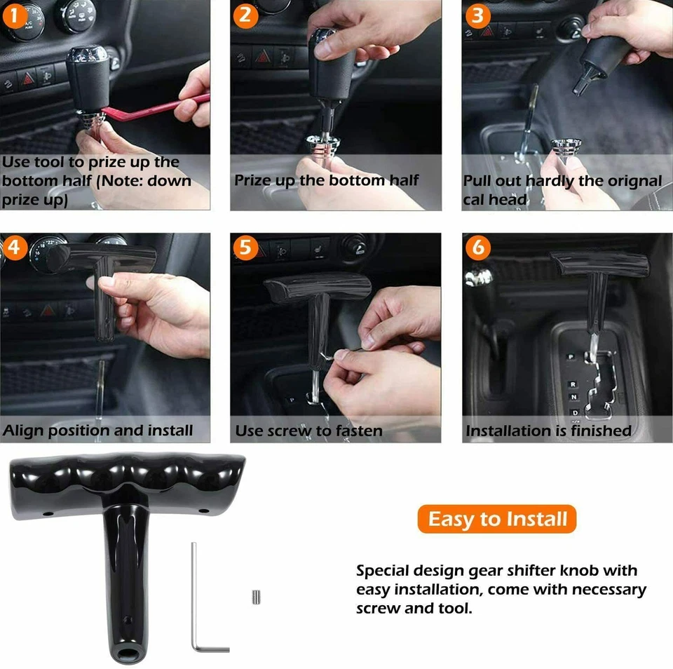 Manija en T perilla de cambio manija palanca de cambios apta para Jeep Wrangler Dodge Charger Foto 4 de 4