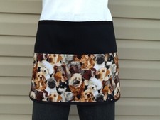 Cute dogs 3 pocket Waist Half apron Waitress Server resturants Black Janet s
