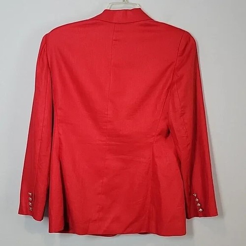 Ralph Lauren silver crest buttons blazer jacket red linen size 10 - Picture 5 of 9