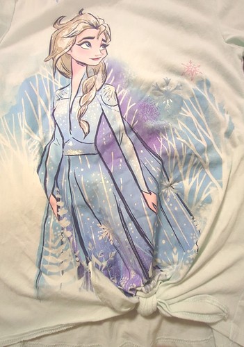 Disney Frozen II Elsa Girls Long Sleeve Light Blue Knotted Shirt L (10-12) - Picture 3 of 6