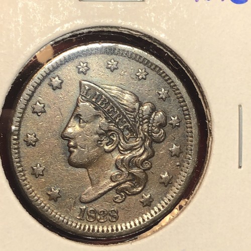1838 N-2 Dbl Dot Rev Matron or Coronet Head Large Cent Coin Free Shipping - Bild 3 von 10