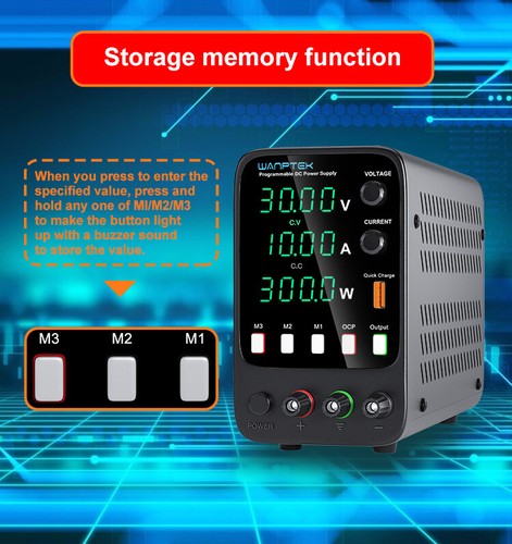 Adjustable 0-30V 5A Lab DC Power Supply Variable Bench Source Internal Memories - Picture 2 of 13