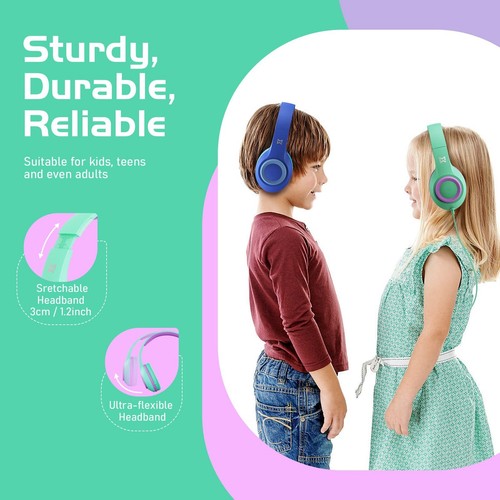 Over Ear Kids Headphones with HD Mic 85/94dB Volume Limit Lightweight Kids He... - Picture 3 of 7