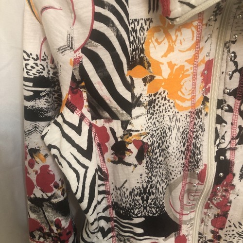 EXCELLENT thomas & olivia ZEBRA Strips M Pink Black Full Zip Beaded Shirt - Bild 6 von 18