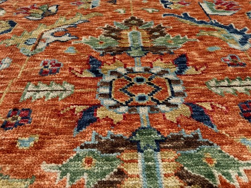 8x10 RUST RUG COLORFUL OUSHAK HANDMADE handwoven wool oriental NEW blue coral ft - Picture 7 of 23