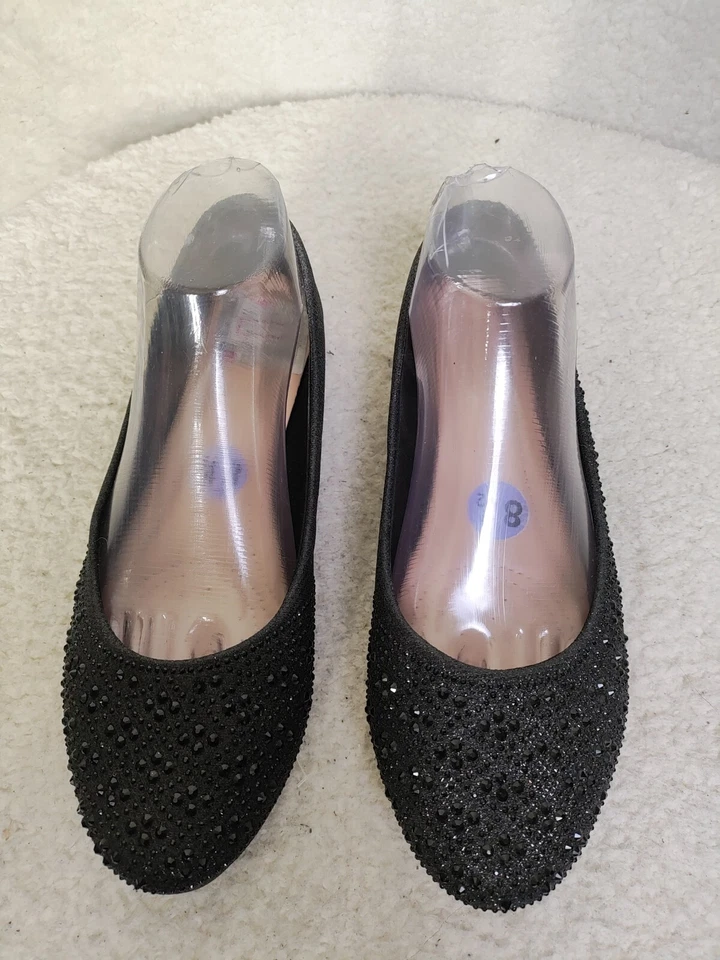 Top Moda Women Flat 8.5 Black Synthetic Rhinestone Slip On Comfort Ballet Shoes - Image 3 of 4