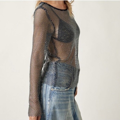 Free People Filter Finish Strass Kristall Top Größe S Small Blau - Bild 4 von 12