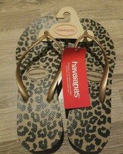 New Havaianas Animal Print Leopard Cheetah Sandals Flip Flops Women's Sz 11-12
