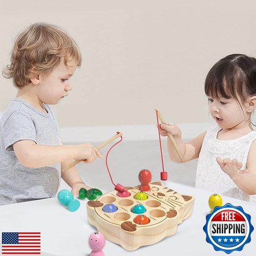 Gioco Pesca per Bambini 3-5,Legno Montessori Educazione Prescolare Imparare Mano - Foto 4 di 5