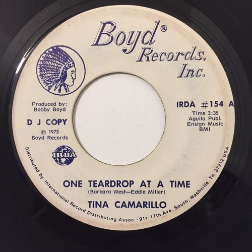 Tina Camarillo One Teardrop At A Time 7" Single Vinyl Boyd Records DJ Copy 1975 - Picture 3 of 4