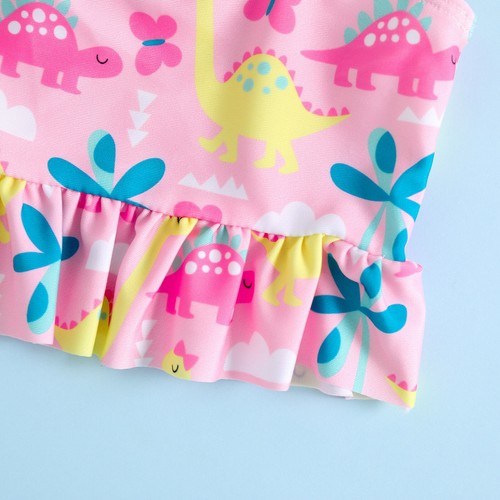 Kids Baby Girls Cartoon Ruffle Trim Bikini Swimsuit 2Piece Bathing Suit Swimwear - Picture 7 of 11