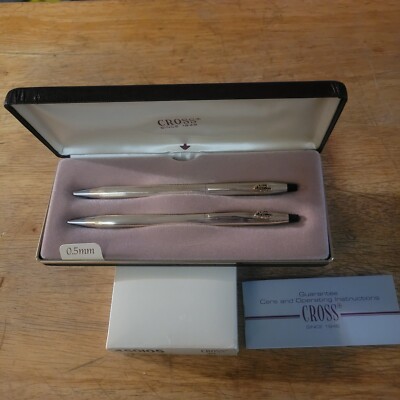 VINTAGE CROSS 10kt GOLD FILLED PEN AND PENCIL SET SERVICE AWARD ALLIED SIGNAL